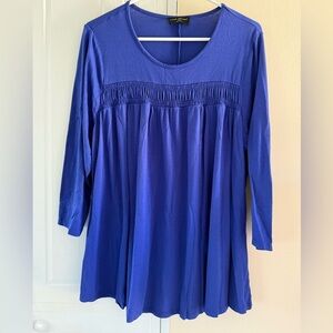 Swing 3/4-Sleeve Smocked Yoke Top Lane‎ Bryant 18/20 Clematis Blue